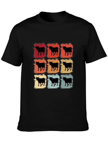 Retro Cow Grid Graphic T-Shirt