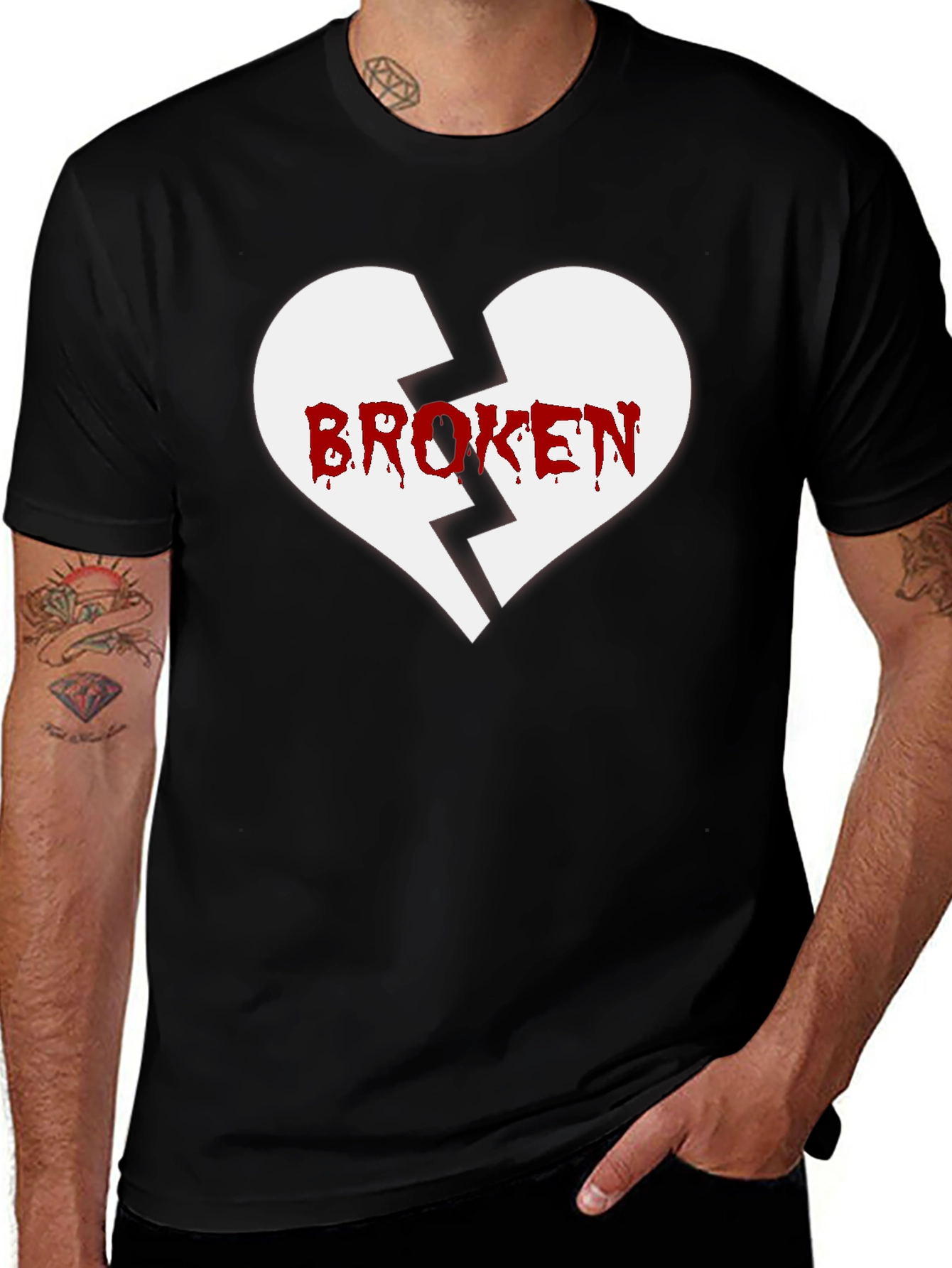 Broken Heart Graphic Tee - Black