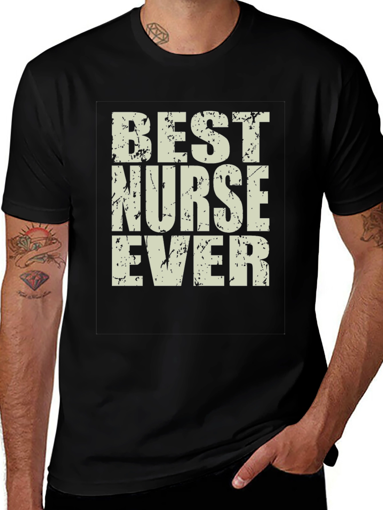 Best Nurse Ever Graphic Tee - Black Casual T-Shirt