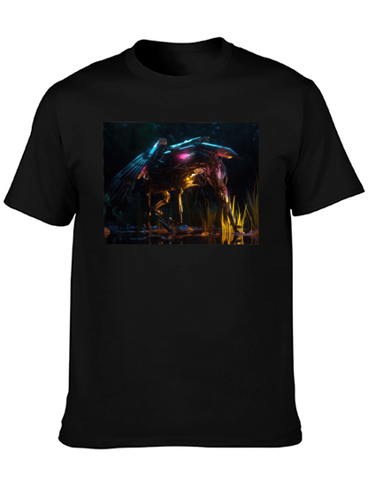 Futuristic Robotic Creature Graphic Tee - Black