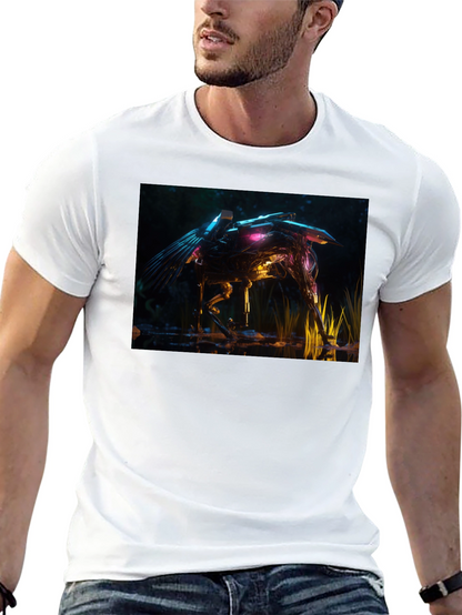 Futuristic Robotic Creature Graphic Tee - Black
