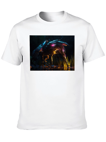 Futuristic Robotic Creature Graphic Tee - Black