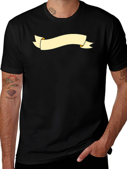 Black Graphic Tee with Banner Design