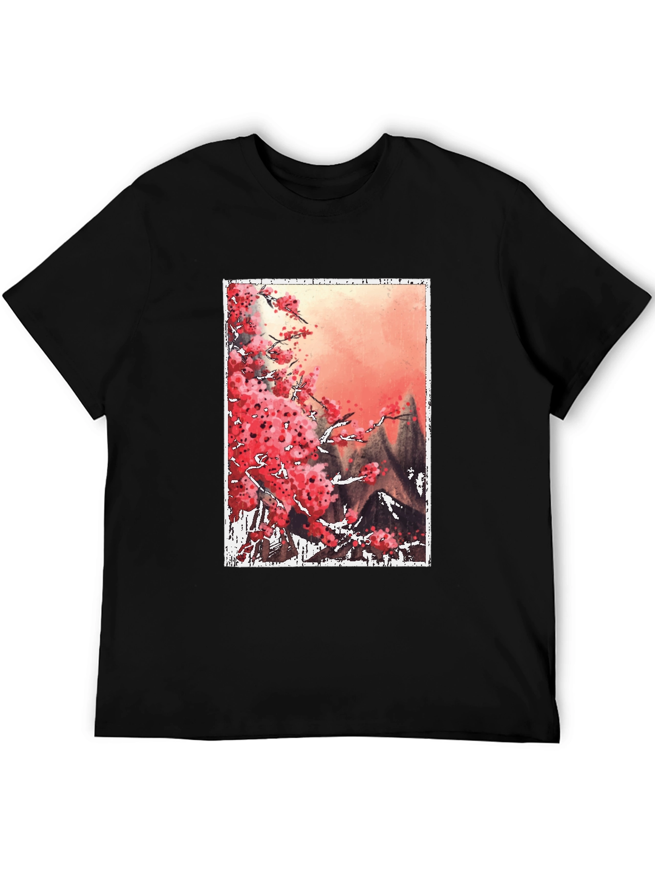 Sakura Blossoms Graphic Tee - Artistic Japanese Style