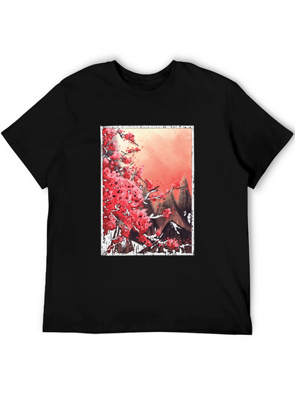 Sakura Blossoms Graphic Tee - Artistic Japanese Style
