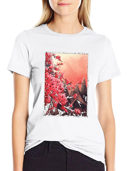 Sakura Blossoms Graphic Tee - Artistic Japanese Style