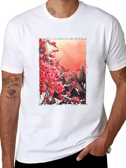 Sakura Blossoms Graphic Tee - Artistic Japanese Style