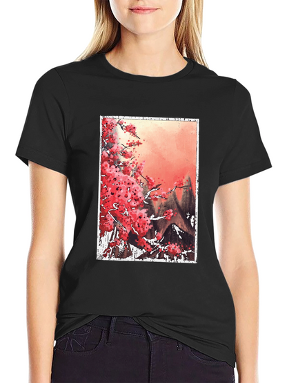 Sakura Blossoms Graphic Tee - Artistic Japanese Style