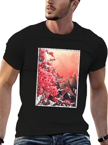 Sakura Blossoms Graphic Tee - Artistic Japanese Style