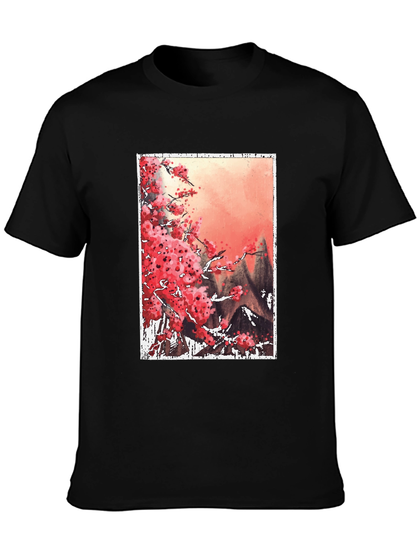 Sakura Blossoms Graphic Tee - Artistic Japanese Style