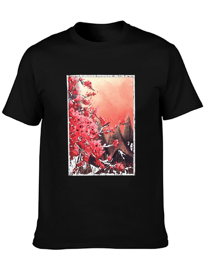 Sakura Blossoms Graphic Tee - Artistic Japanese Style