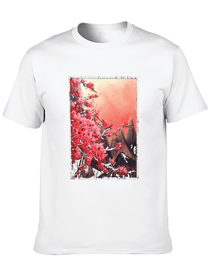 Sakura Blossoms Graphic Tee - Artistic Japanese Style