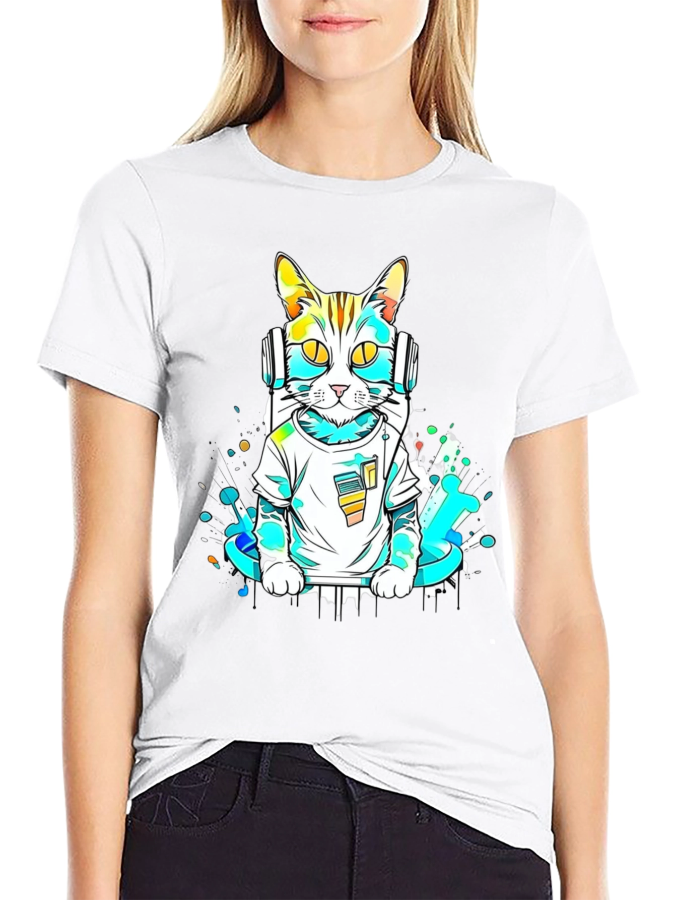 DJ Cat Graphic T-Shirt