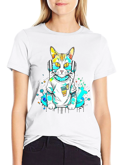 DJ Cat Graphic T-Shirt