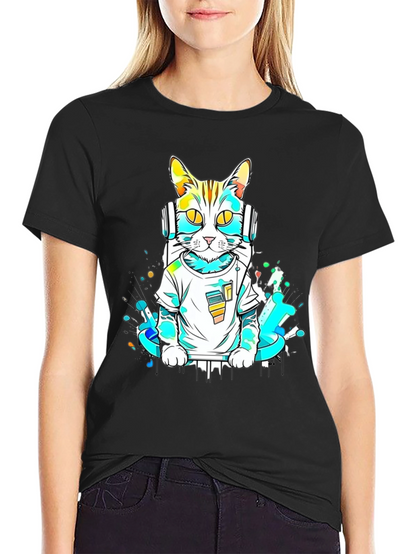 DJ Cat Graphic T-Shirt