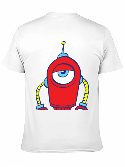 Robot Eye Graphic Tee - Black Cotton T-Shirt