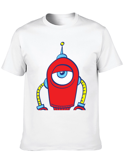 Robot Eye Graphic Tee - Black Cotton T-Shirt