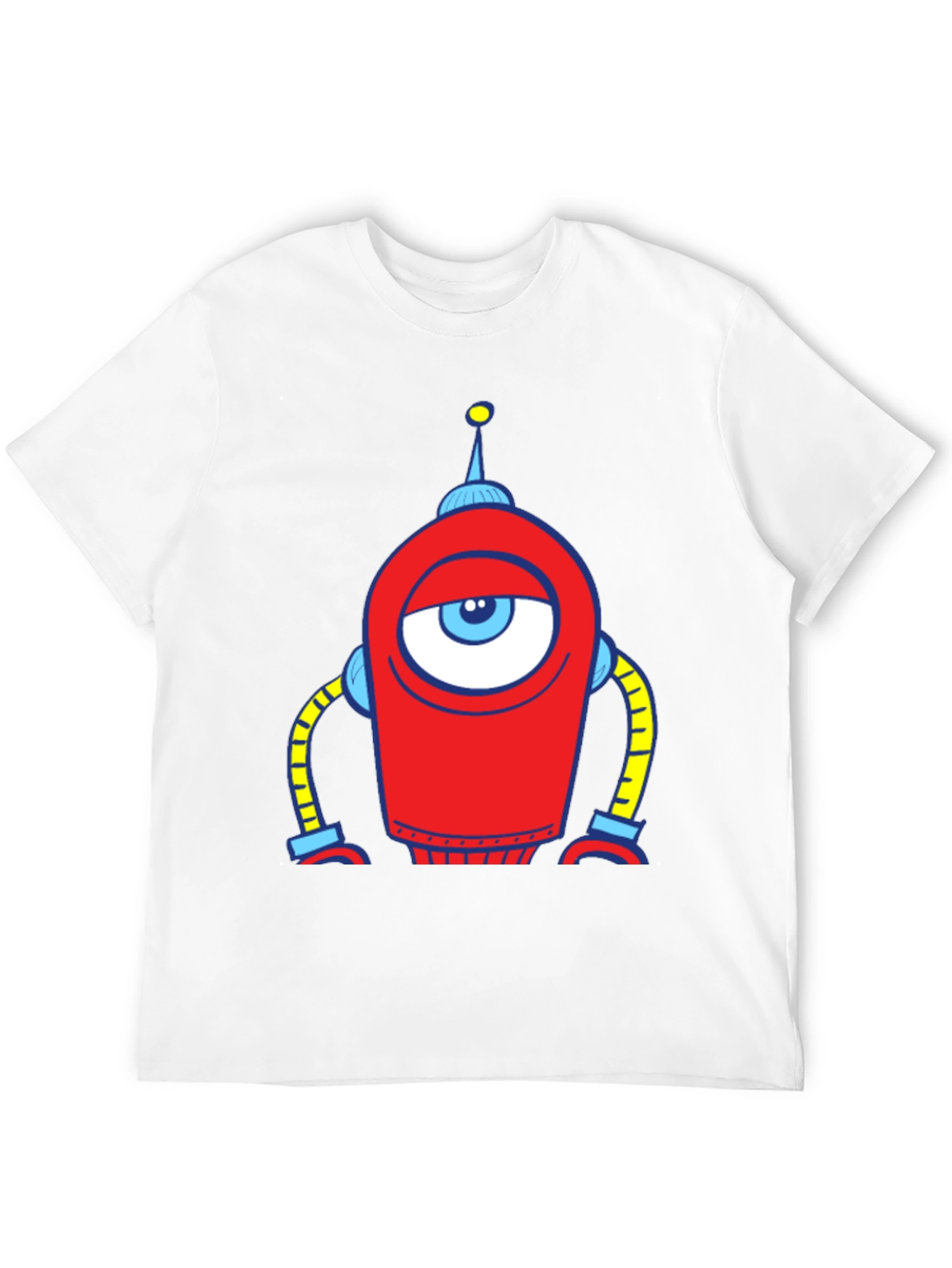 Robot Eye Graphic Tee - Black Cotton T-Shirt