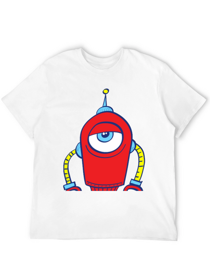 Robot Eye Graphic Tee - Black Cotton T-Shirt