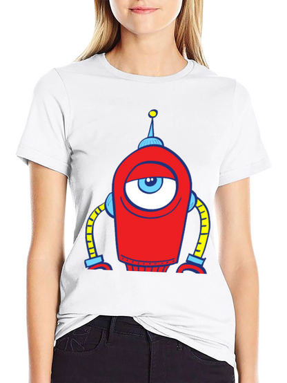 Robot Eye Graphic Tee - Black Cotton T-Shirt