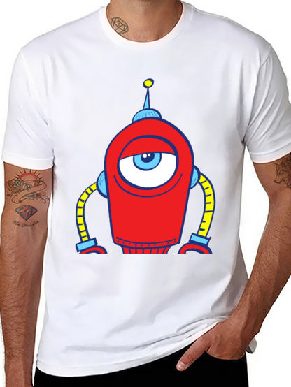 Robot Eye Graphic Tee - Black Cotton T-Shirt