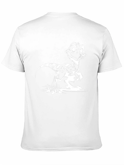 Cartoon Raptor Graphic Tee - Cool Black Shirt