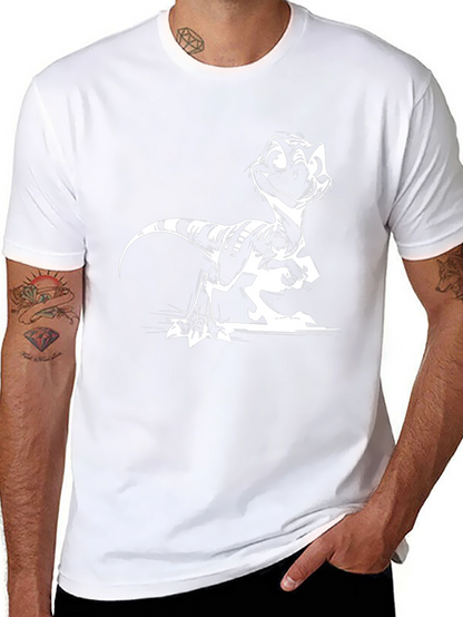 Cartoon Raptor Graphic Tee - Cool Black Shirt