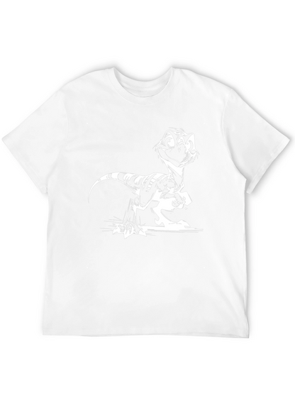 Cartoon Raptor Graphic Tee - Cool Black Shirt