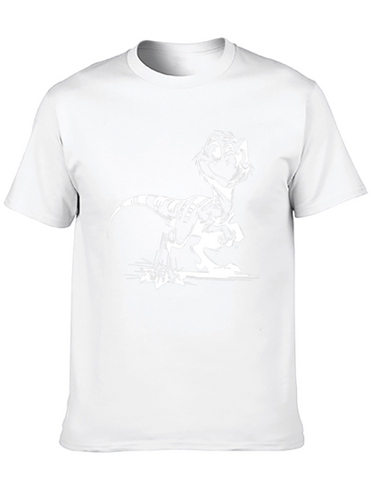 Cartoon Raptor Graphic Tee - Cool Black Shirt