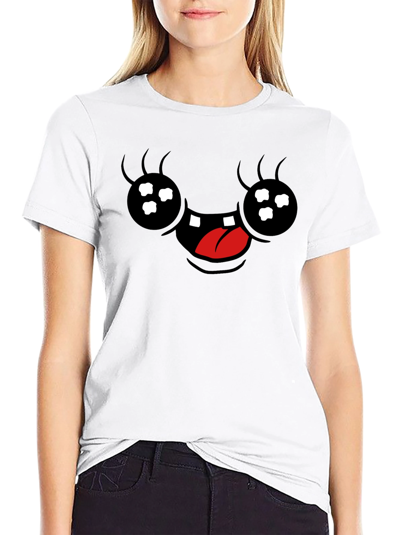 Funny Cartoon Face Graphic T-Shirt