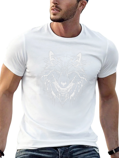 Geometric Wolf Graphic Black Tee