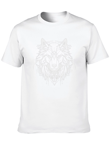 Geometric Wolf Graphic Black Tee