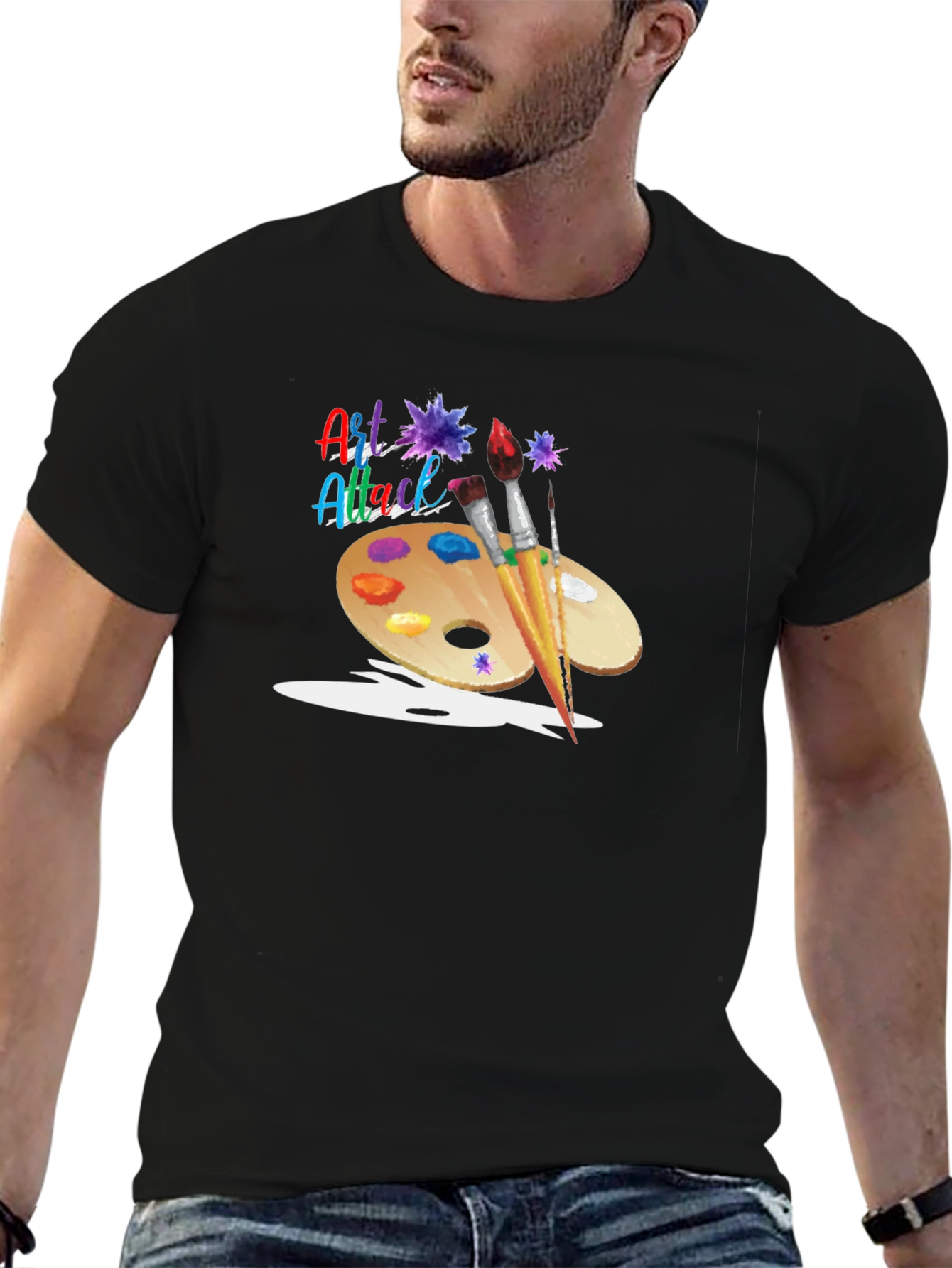 Art Attack Graphic Black T-Shirt