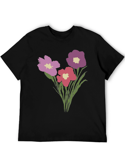Floral Print Black T-Shirt - Stylish Casual Wear