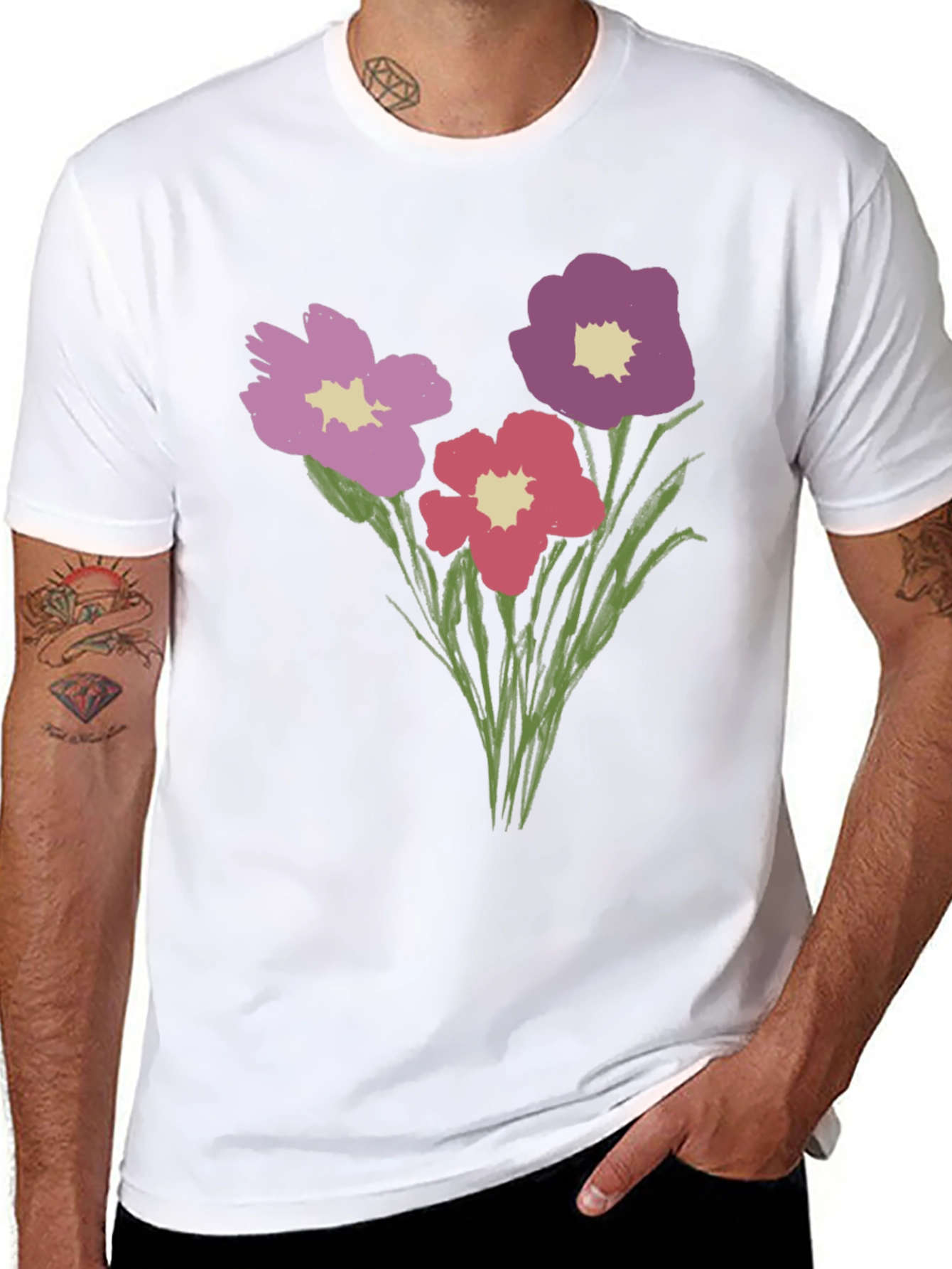 Floral Print Black T-Shirt - Stylish Casual Wear