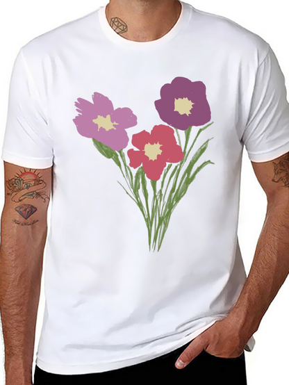 Floral Print Black T-Shirt - Stylish Casual Wear