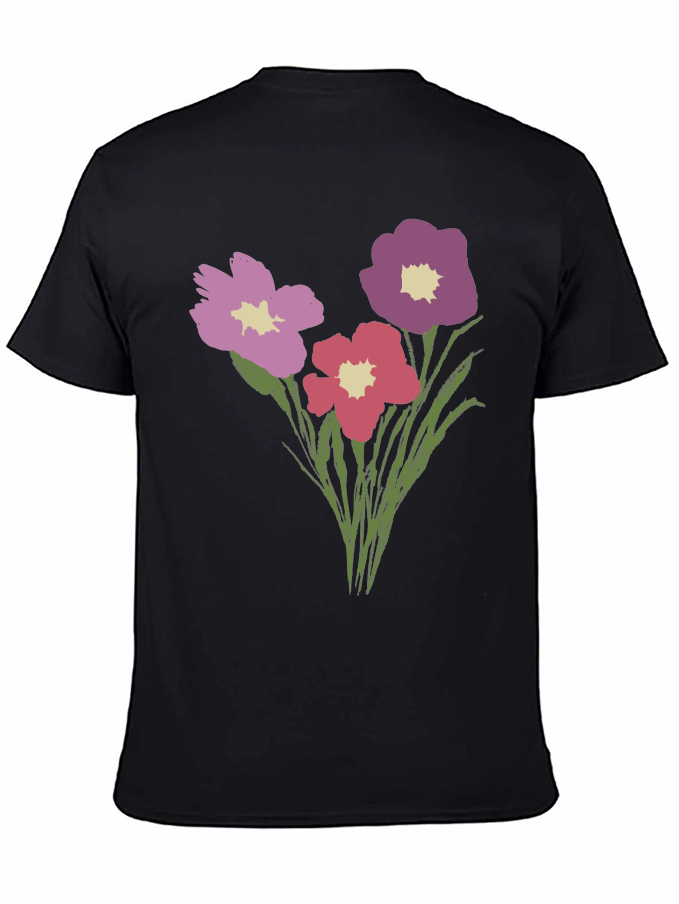 Floral Print Black T-Shirt - Stylish Casual Wear