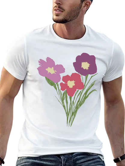 Floral Print Black T-Shirt - Stylish Casual Wear