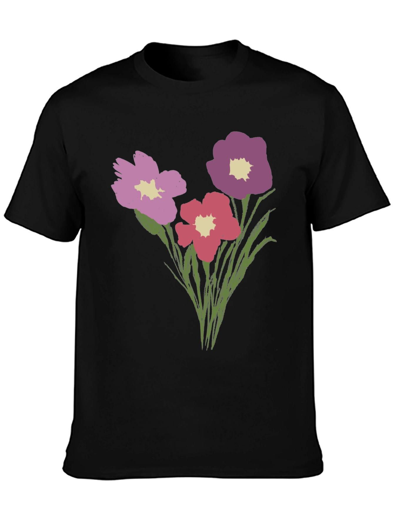 Floral Print Black T-Shirt - Stylish Casual Wear