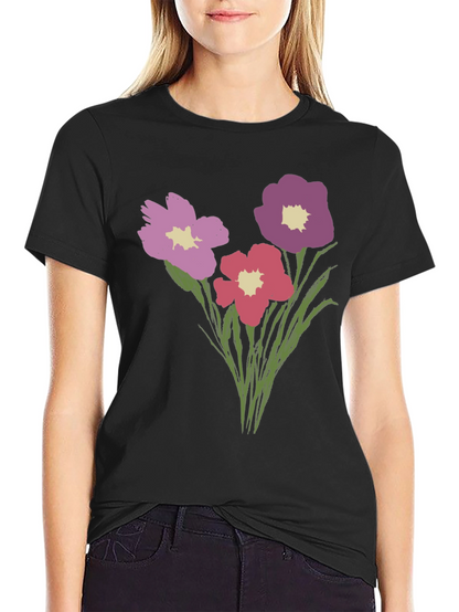 Floral Print Black T-Shirt - Stylish Casual Wear