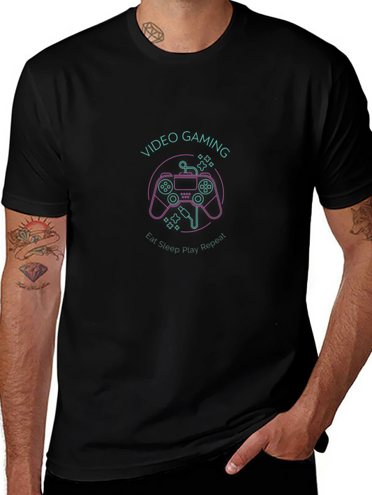 Video Gaming Eat Sleep Play Repeat Black T-Shirt