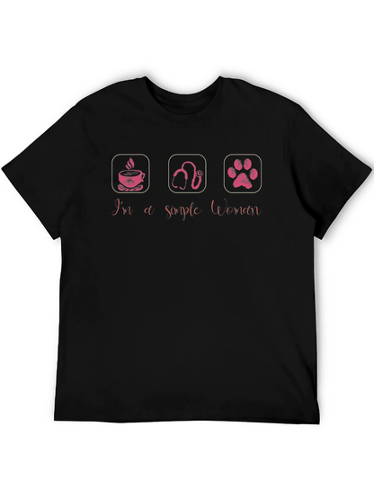 Simple Woman T-Shirt - Coffee Veterinary Pet Paw