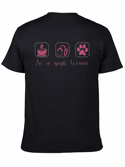 Simple Woman T-Shirt - Coffee Veterinary Pet Paw