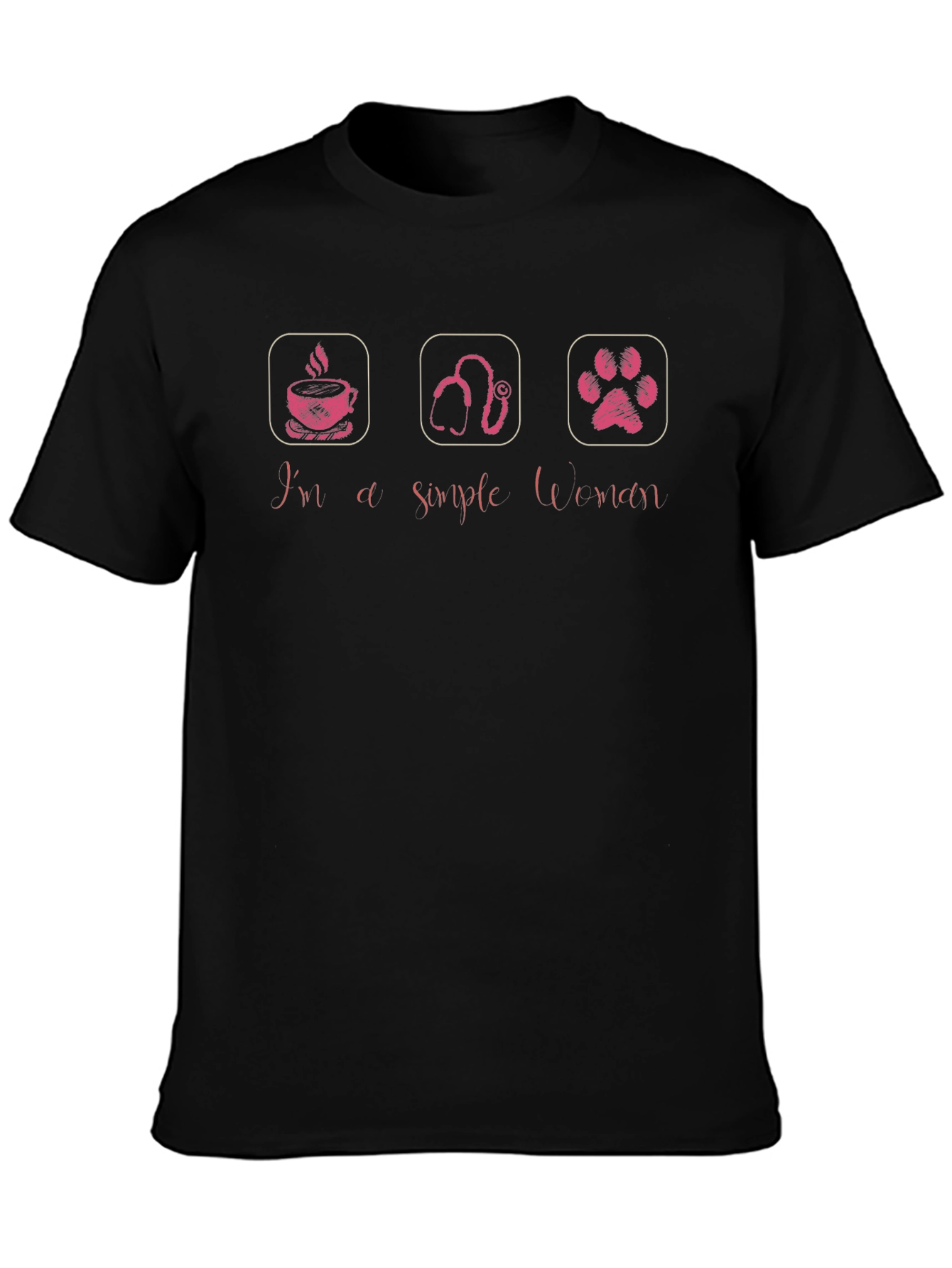 Simple Woman T-Shirt - Coffee Veterinary Pet Paw