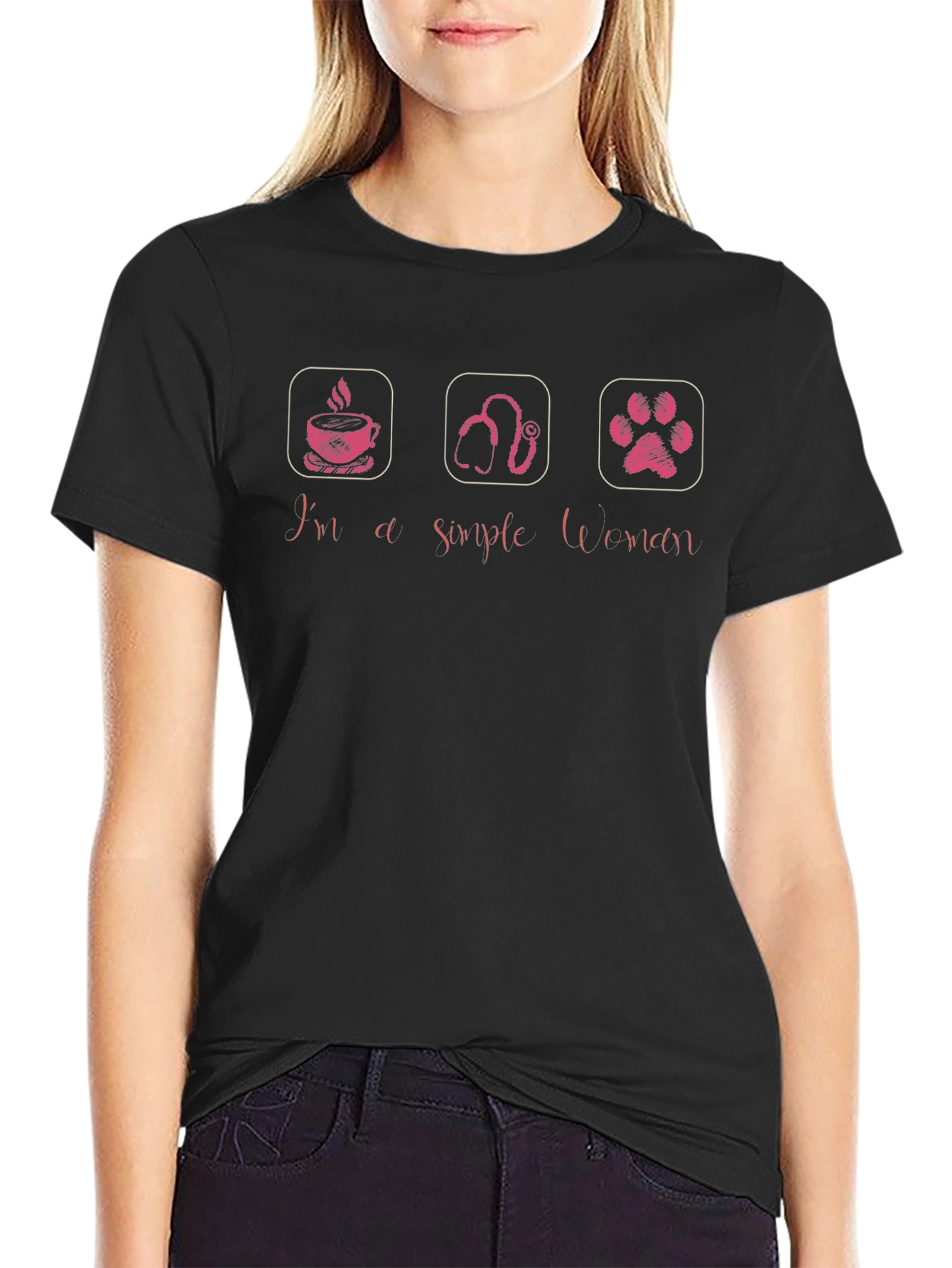 Simple Woman T-Shirt - Coffee Veterinary Pet Paw