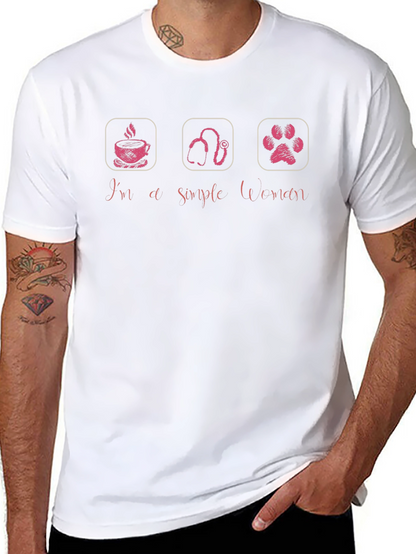 Simple Woman T-Shirt - Coffee Veterinary Pet Paw