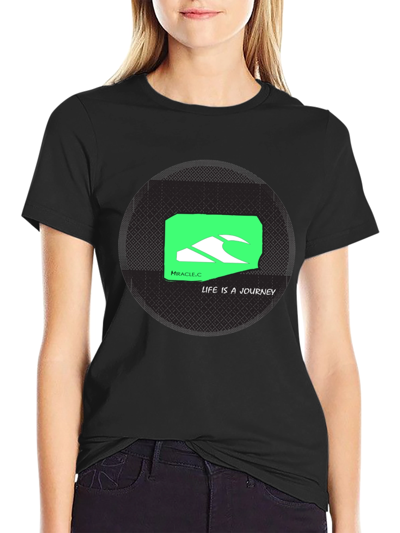 Miracle.C Life Journey Black Graphic Tee