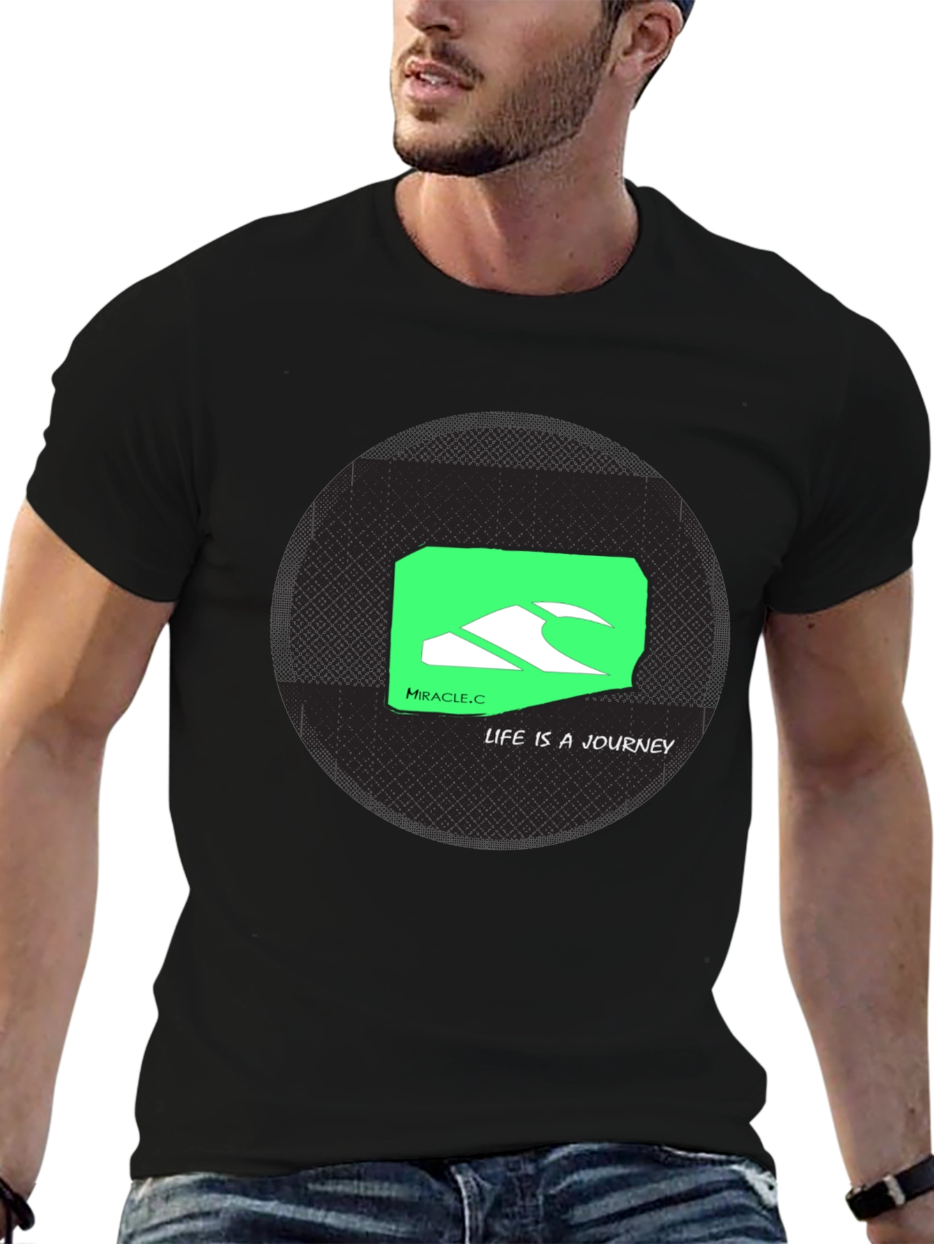 Miracle.C Life Journey Black Graphic Tee