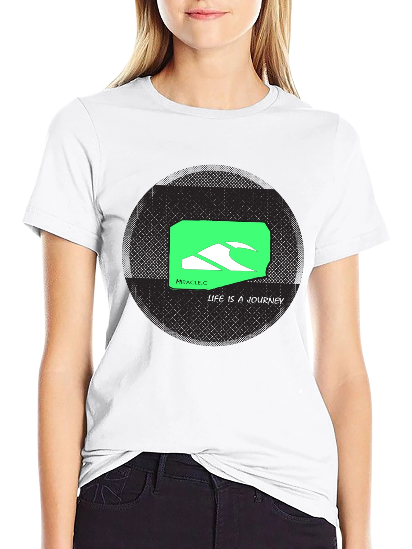Miracle.C Life Journey Black Graphic Tee