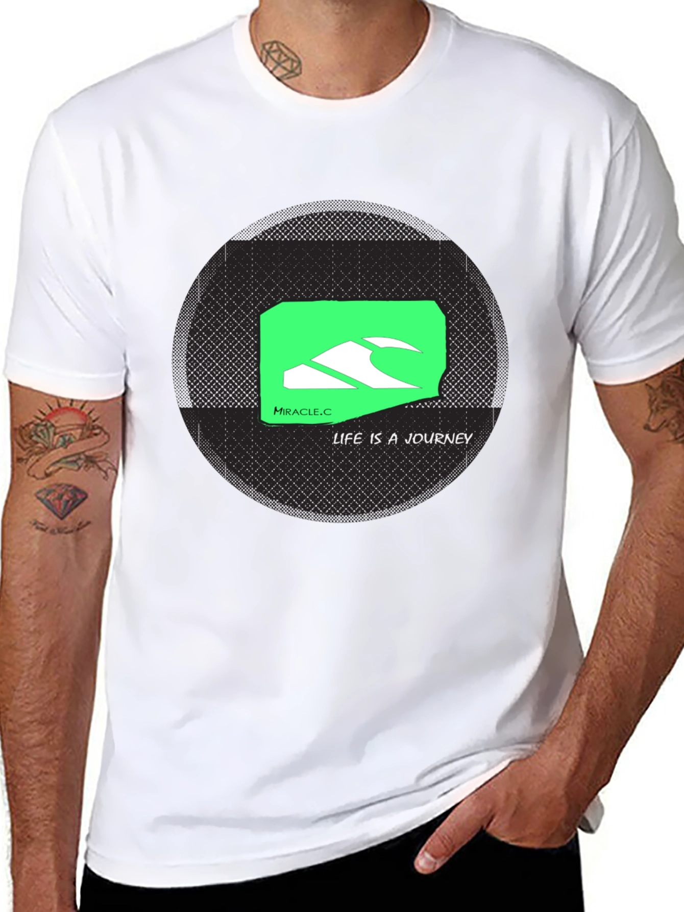 Miracle.C Life Journey Black Graphic Tee